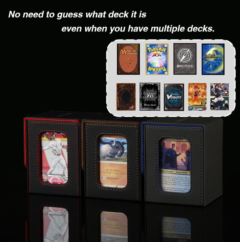 Venssu MTG Deck Box for Commander Display Card Deck Box Fits 100 Double Sleeved Cards  Deck Box TCG with 2 Dividers and 1 Toploader (Black&Green) - Image 4